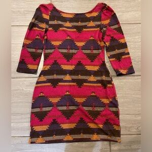 Aztec Print Sweater Dress
